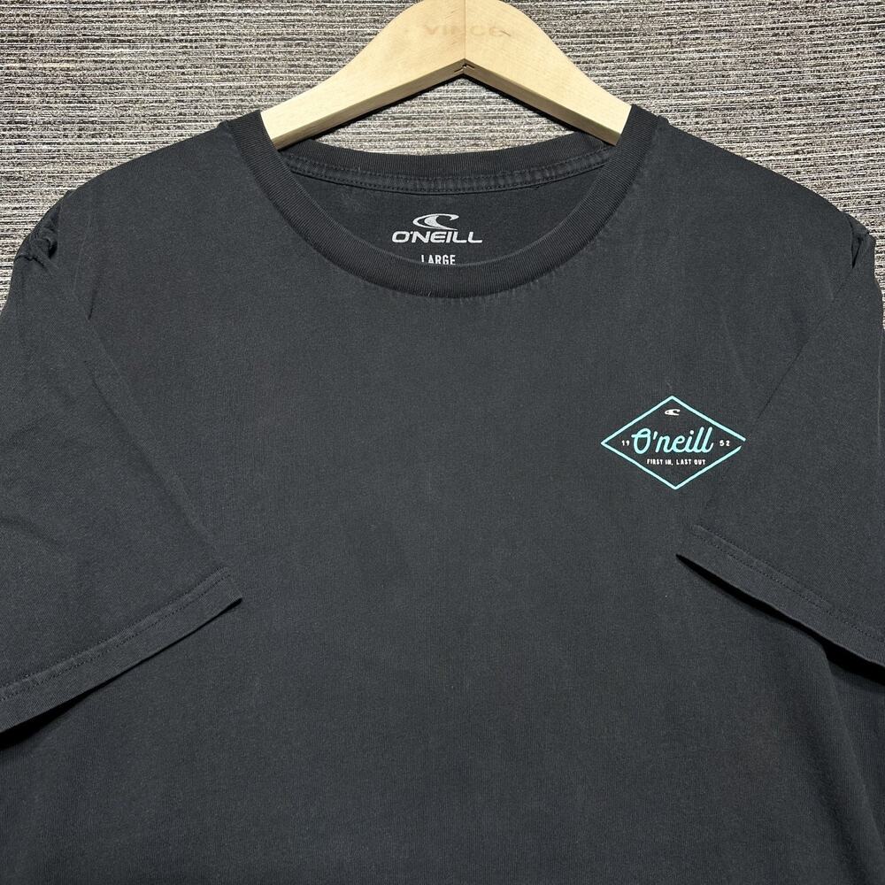 O'Neill Shirt Men's Large Black Blue Short Sleeve Back Logo Surf Beach
